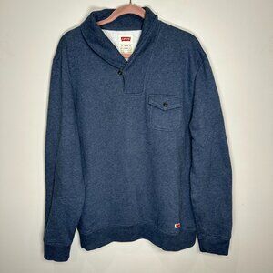 Levi's Mens Pullover Sweatshirt Jacket Size XL Blue Collar Button Pocket